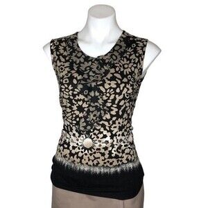 ST JOHN  Mixed Print Ruffle Tank Sleeveless Top No Tag Fits Size Small